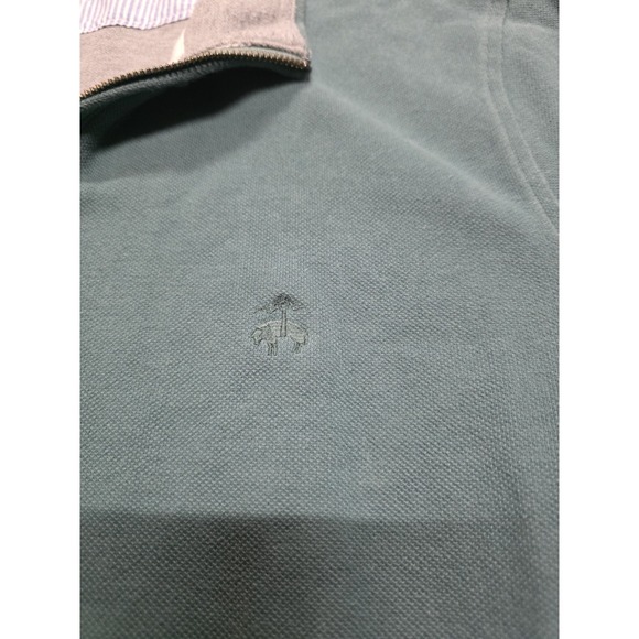 Brooks Brothers men's L quarter zip cotton sweatshirt in teal green - Picture 4 of 6
